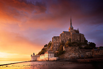 Sunset, Mont Saint Michel HD wallpaper