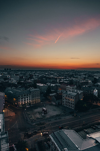 Cities, Sunset, Architecture, Twilight, City, Building, View From Above, Dusk HD phone wallpaper