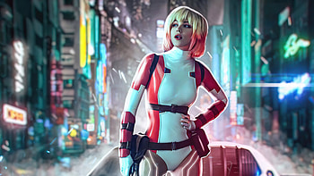 Cyber Cool Girl With Gun And Car , cyberpunk, scifi, artist, artwork, digital-art HD wallpaper