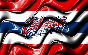Oshawa Generals flag, , red and white 3D waves, OHL, canadian hockey team, Oshawa Generals logo, hockey, Oshawa Generals, Canada HD wallpaper