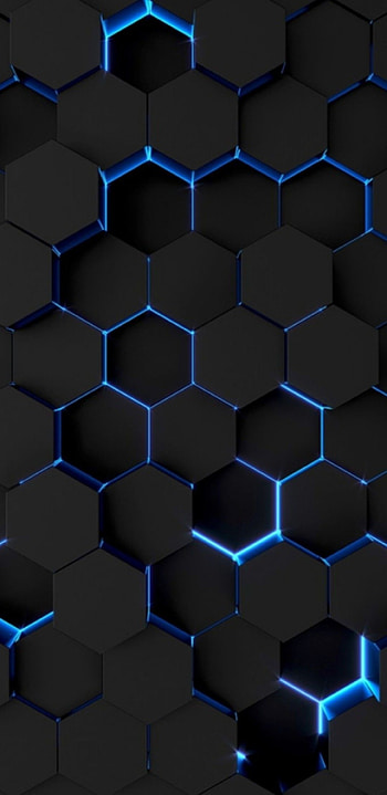 Blue honeycomb, Hexagonal grid, Digital art, Futuristic design HD phone wallpaper