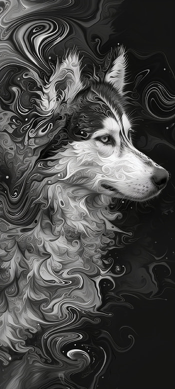 Majestic Malamute Abstract Art, dog HD phone wallpaper