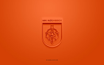 MFK Ruzomberok, creative 3D logo, orange background, Fortuna Liga, 3d emblem, Slovak football club, Slovakia, 3d art, football, MFK Ruzomberok 3d logo HD wallpaper