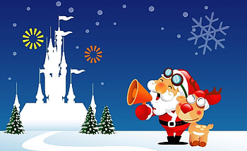 Holidays, Santa Claus, Fir-Trees, Lock, Christmas, Holiday, Deer, Shout, Mega HD wallpaper