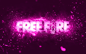 Garena Fire purple logo, , purple neon lights, creative, purple abstract background, Garena Fire logo, online games, Fire logo, Garena Fire HD wallpaper