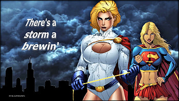 Power Girl vs Supergirl, backgrounds, nexus, cartoon, carol danvers, sexy girls, fanart, kara danvers, anime, 1920x1080 only, super heroes, , supergirl, power girl HD wallpaper