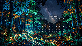 October 2026 — Enchanted Forest Calendar, October 2026 Calendar HD wallpaper