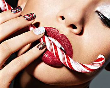 Beauty, model, craciun, girl, candy, womna, make-up, christmas, red, face, lips HD wallpaper