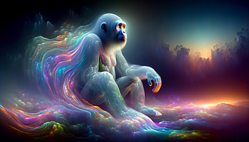 Surreal Cosmic Ape, ape, gorilla, surreal, colorful, cloud HD wallpaper