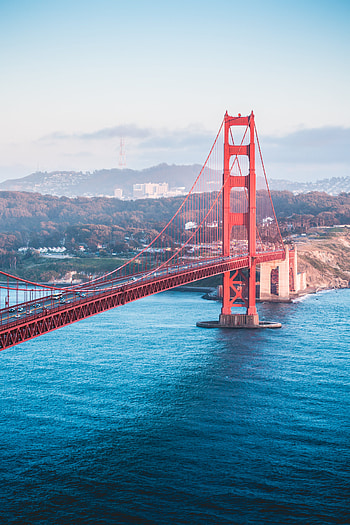 Golden Gate Bridge, Vertical view, Majestic bridge, Stock HD phone wallpaper