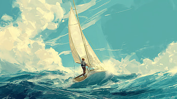Ocean Sailor | Serene Boat Voyage Background, sailor, boat, ocean HD wallpaper