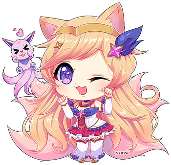 Star Guardian Ahri, Xyrise, Ahri LOL Chibi HD wallpaper
