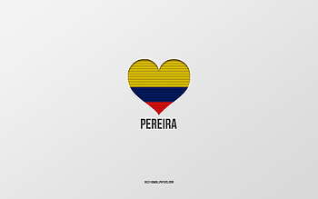 I Love Pereira, Colombian cities, Day of Pereira, gray background, Pereira, Colombia, Colombian flag heart, favorite cities, Love Pereira HD wallpaper