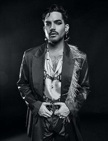 Adam Lambert, Fur jacket fashion, Wonderland hoot, Black and white HD phone wallpaper