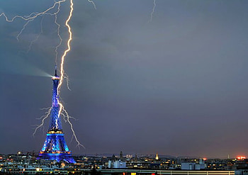 eiffel tower, blue, lightning, eiffel, tower HD wallpaper