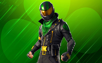 Lucky Rider Fortnite, abstract green background, Fortnite Battle Royale, Fortnite characters, Lucky Rider Skin, creative, Fortnite, Lucky Rider HD wallpaper
