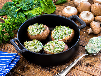 Stuffed mushroom recipe, Vegan delicacy, Spinach filling, Irresistible flavors HD wallpaper