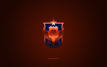Albirex Niigata, Japanese football club, blue logo, orange carbon fiber background, J2 League, football, Niigata, Japan, Albirex Niigata logo HD wallpaper