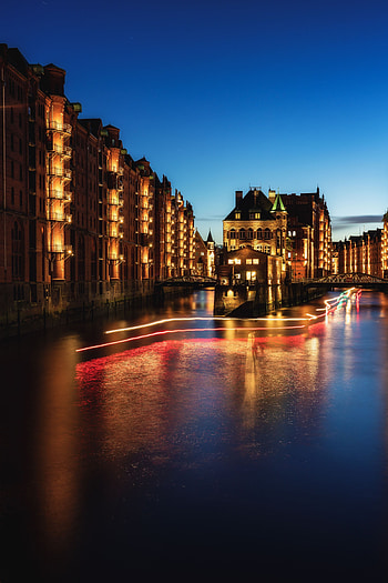 Germany, Cities, Architecture, Building, Night City, Hamburg HD phone wallpaper