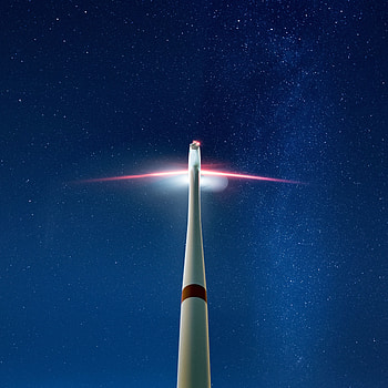 Wind turbine, starry sky, night HD phone wallpaper