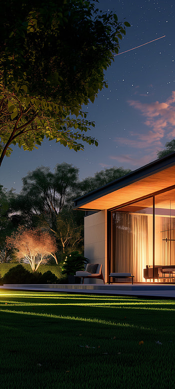 Tranquil House Lawn Night, house HD phone wallpaper