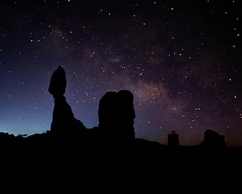 Night, Rocks, Dark, Silhouettes, Starry Sky, Darkness HD wallpaper