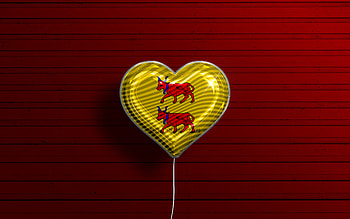 I Love Bearn, , realistic balloons, red wooden background, Day of Bearn, french provinces, flag of Bearn, France, balloon with flag, Provinces of France, Bearn flag, Bearn HD wallpaper
