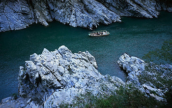 Nature, Rivers, Stones, Boat HD wallpaper