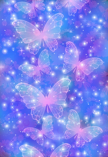 magical butterflies, pink, blue HD phone wallpaper