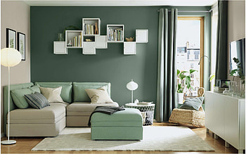 stylish interior design, living room, retro style, green style living room, modern interior, living room idea HD wallpaper