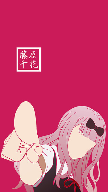 minimalist, pink hair, bow (Clothing), Chika Fujiwara, Kaguya-sama: Love is War, Anime, minimalist anime HD phone wallpaper