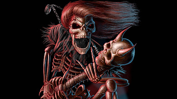 graveyard rocker, guitar, sound, skeleton, rock HD wallpaper