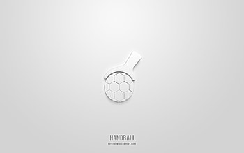 handball 3d icon, white background, 3d symbols, handball, sport icons, 3d icons, handball sign, sport 3d icons HD wallpaper