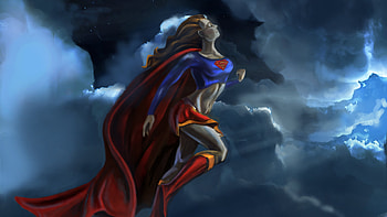 Supergirl In The Air, supergirl, superheroes, digital-art, artwork, deviantart HD wallpaper