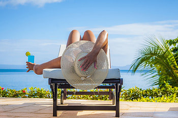 ღ, Sunbathing, Girl, Hat, Drink, Beach HD wallpaper