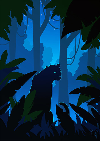 Art, Vector, Silhouette, Jungle, Panther HD phone wallpaper
