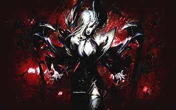 Coven Morgana, League of Legends, red stone background, main characters, Coven Morgana LoL, League of Legends characters, Coven Morgana League of Legends HD wallpaper