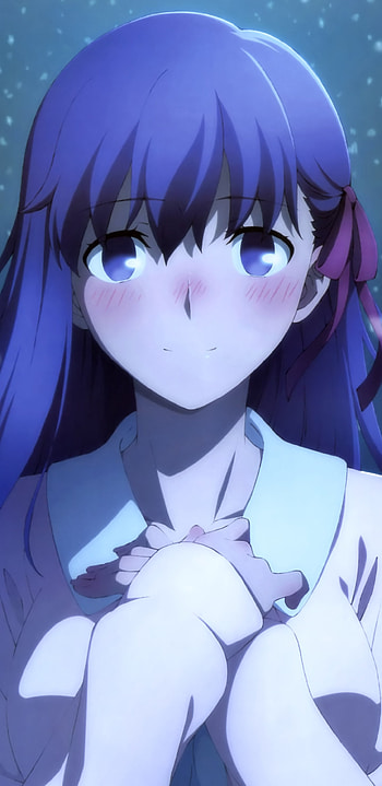 purple hair, purple eyes, blush, Anime HD phone wallpaper