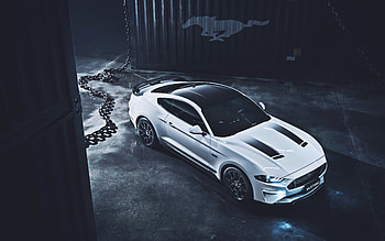 Ford Mustang, , port, 2022 cars, supercars, White Ford Mustang, 2022 Ford Mustang, american cars, Ford HD wallpaper
