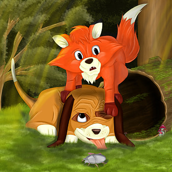 The Fox, The Hound, Artstation, Disney fanart HD phone wallpaper