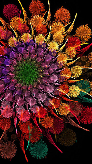 Rainbow floral background, Vibrant colors, Cheerful aesthetics, Chromatic beauty HD phone wallpaper