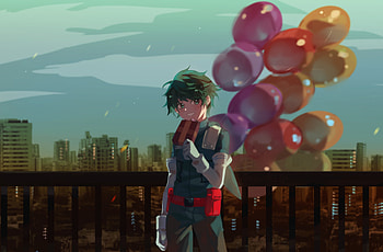 Izuku Midoriya with balloons, artwork HD wallpaper