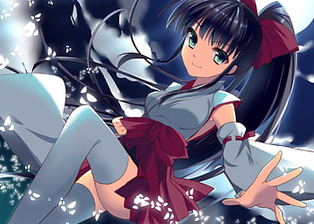 Anime, skirt, sky, moon HD wallpaper