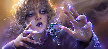 Healing, face, girl, fttart, frumusete, gorgeous, hand, superb, purple, f tt, fairy, fantasy, ftt, luminos HD wallpaper