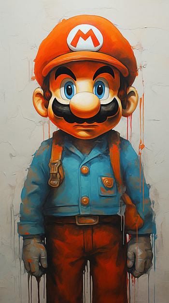 Artistic Mario for s, Mario, video game, cartoon, artistic HD phone wallpaper