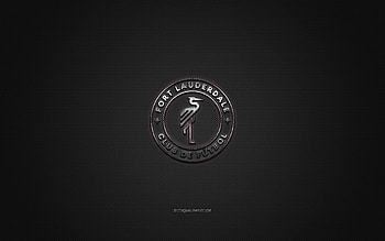 Fort Lauderdale CF, American soccer club, pink logo, gray carbon fiber background, USL League One, soccer, Fort Lauderdale, USA, Fort Lauderdale CF logo HD wallpaper
