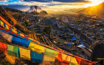 Potala Palace, Tibet, Buddhist temple, Sunset HD wallpaper