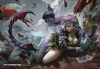Zodiac ~ Scorpio, antilous chao, fantasy, zodiac, art, antilous, luminos, girl, scorpio, fark HD wallpaper