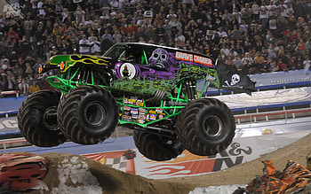 Monster Truck, Grave Digger, Racing action, Monstrous power HD wallpaper