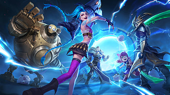 Wild Rift Jinx Portal, jinx, blue, portal, fantasy, lol, girl, lion song HD wallpaper